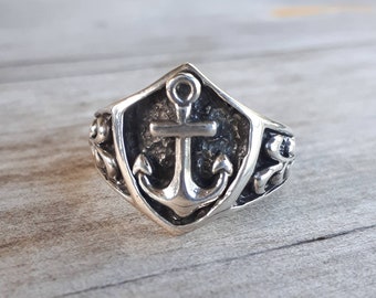 Anchor ring,sterling silver anchor,nautical ring,handmade silver ring, pirate,sailor,marine,surf ring,boat ring,hipster ring,rockabilly,boho