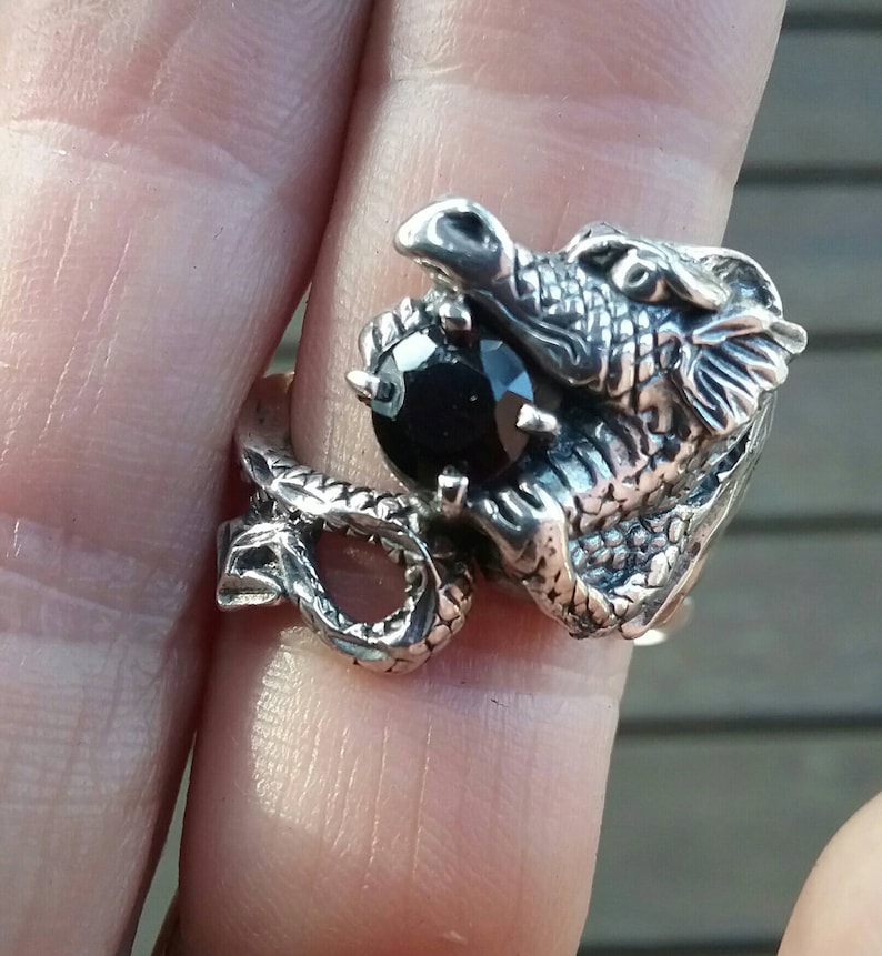 Moonstone Dragon Ring Fantasy Mythical Sterling Silver | Etsy