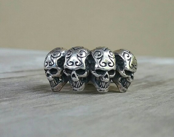 Anillo de plata Gothic muertos cabeza anillo calavera rockabilly Skull anillo plata 925