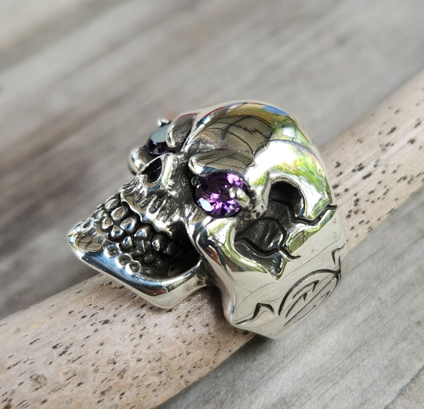 Edelstahl Ring Silber LA Westcoast Totenkopf Clown Träne Pik 13 Art Hiphop Biker