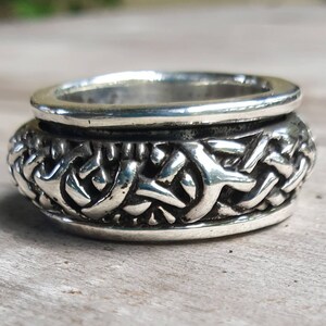 Wide ring,chunky spinner,solid ring,sterling silver,tribal,celtic worry ring,wedding,dress, chunky ring,scroll,bespoke