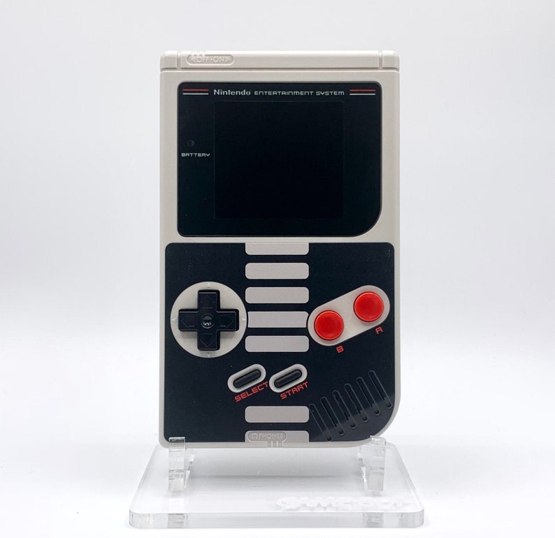 NES Theme Original Game Boy With Backlight Rainbow IPS V3 LCD Screen With 8 Color Modes & Brightness Adjustment. New exterior shell buttons and glass screen.  Protective case and surprise game included as free gifts.