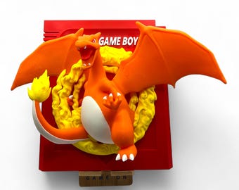 Collectible Charizard Game Boy Cartridge | 3D Print Pokemon Gameboy Cartridge | 8.25” Tall x 11.2” Wide