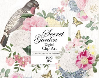 Valentines Day Watercolor Flowers Clip Art. Digital stickers. Printable Fussy Cut. PNG. Scan n Cut. Botanical Bouquets. Floral Patterns