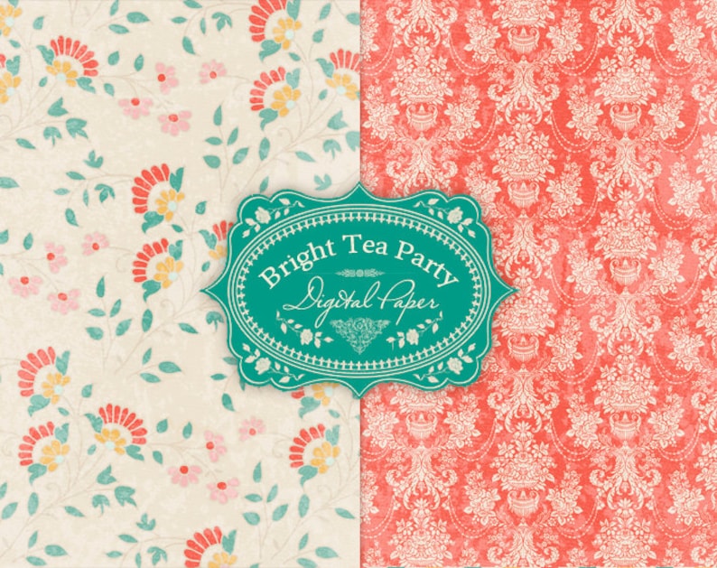 Download Tea Party Digital Scrap Paper. A4. Set of 10. Printable | Etsy