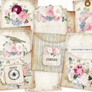 Secret Garden Junk Journal. Journaling Pockets, Tags, Ephemera. Junk Journal Kit. Vintage Art Journal Digitals. Printable Embellishments.