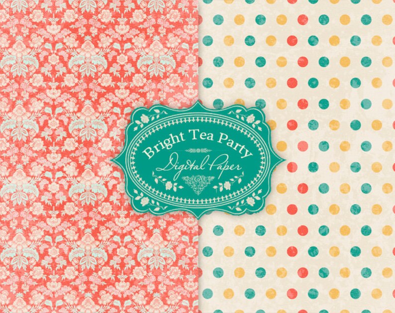 Download Tea Party Digital Scrap Paper. A4. Set of 10. Printable | Etsy