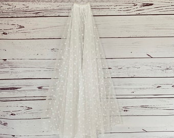 Ivory flock spotty, cut edge, 2 tier veil, your choice of length