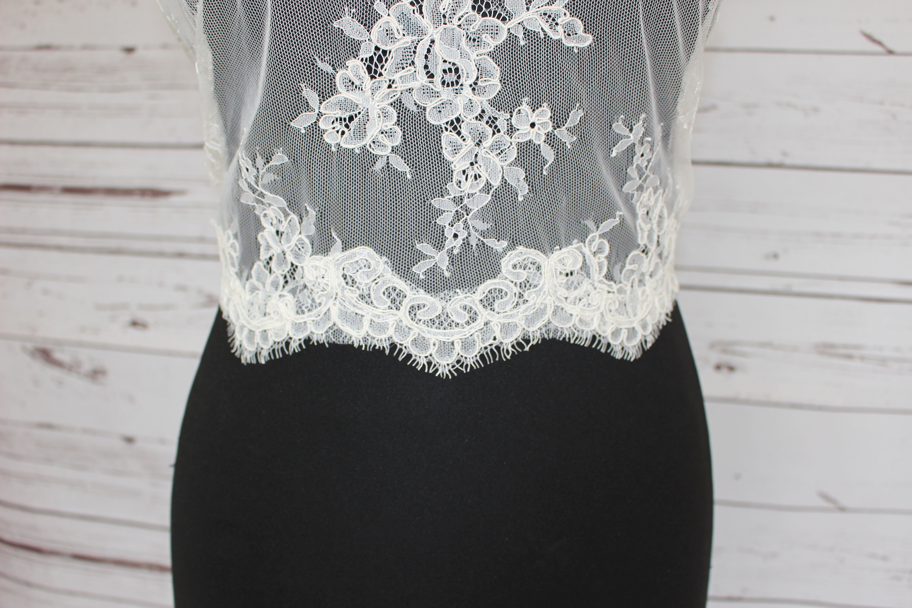 Ivory Bridal Lace Top Overlay Boat Neck Cover Up Button - Etsy