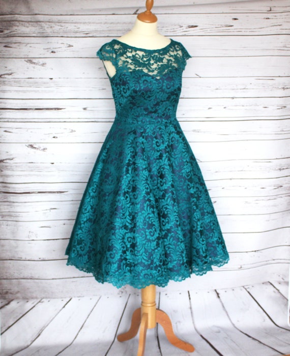 emerald green lace dress uk