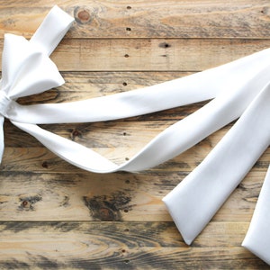 Ivory bridal sash belt with medium bow with tails image 3