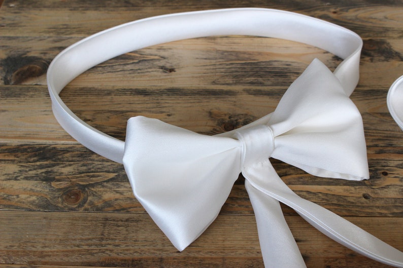 Ivory bridal sash belt with medium bow with tails image 2