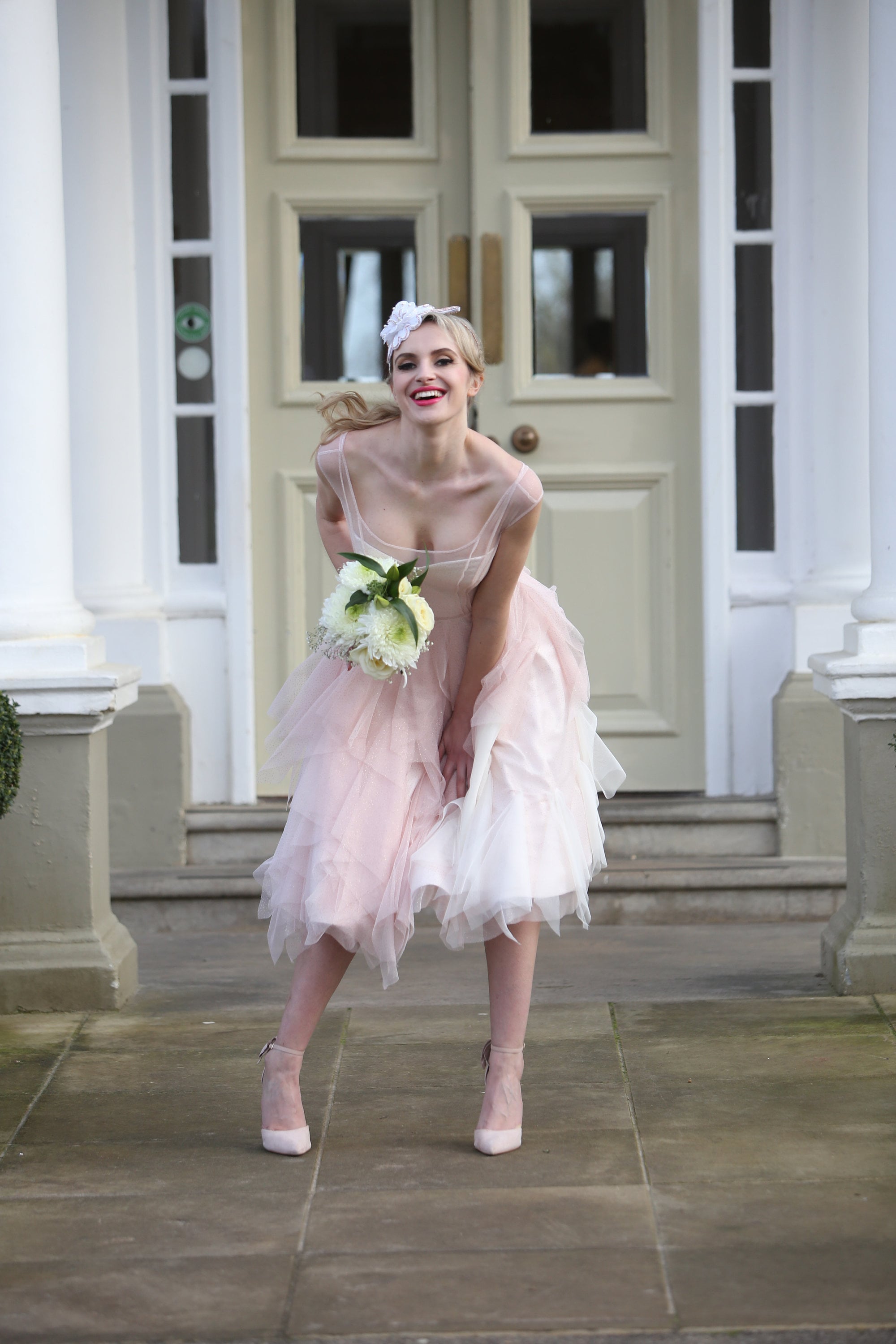 tea length pink tulle dress Sweetheart Tulle Beads Tea Length Pink Prom Dress, Tulle Homecoming Dress US 2 / Pink(As Picture)