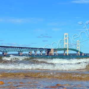 Mackinac Bridge with waves