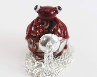 Lampwork Glass Tree Frog Pendant, Green Frog Necklace, Frog Jewelry, Lampwork Glass Beads, Green Frog, Handmade Glass Beads, Sterling