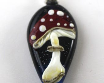 Amanita Miscara, ciondolo a forma di fungo, ciondolo a forma di fungo, ciondolo a forma di fungo in vetro lavorato a lume