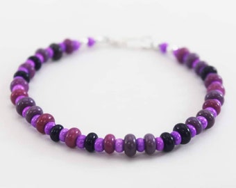 Indigo Armband, Kralen armband, paarse armband, lampwork glazen kralen, handgemaakte sieraden, glazen kralen