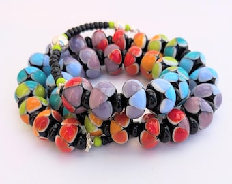 Rainbow Beads, Glass Bead Jewelry, Glass Rainbow Beads, Colorful Glass Beads, Fine Jewelry, Fine Artisan Jewelry, High End Jewelry,Sea Glass