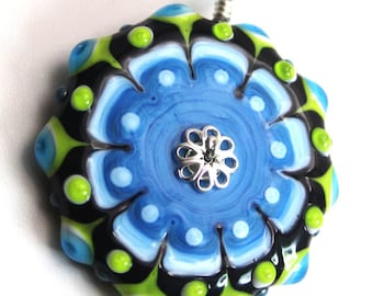 Ciondolo fiocco di neve gigante, ciondolo in vetro lavorato a lume, gioielli da sposa, gioielli Sand Dollar, ciondolo riccio di mare, vetro di Murano, gioielli in vetro lavorato