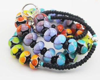 Rainbow Beads, Glass Bead Jewelry, Glass Rainbow Beads, Colorful Glass Beads, Fine Jewelry, Fine Artisan Jewelry, High End Jewelry,Sea Glass