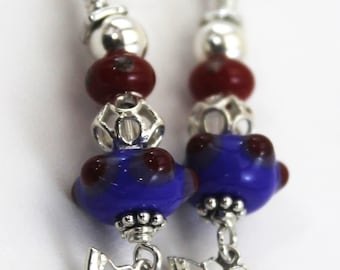 Orecchini con ciondolo a farfalla, orecchini hippie, orecchini, orecchini in argento di Bali, perline di vetro, perline di vetro, gioielli artigianali, orecchini boho