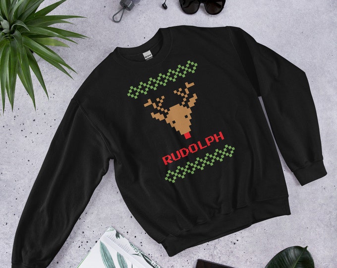 Rudolph The Ugly Christmas Sweat Shirt, Ugly Christmas Sweater, Christmas Sweat Shirt, Rudolph Sweat Shirt