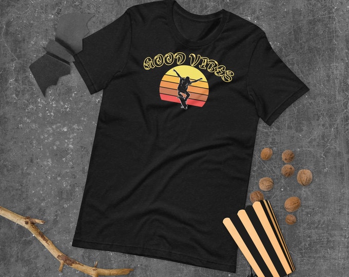 Good Vibes Skateboarding T-shirt, Skateboarding Tee, Skating Shirt, Skate Shirt, Skater Gift, Skateboarding Gift, Skateboarding Shirt,