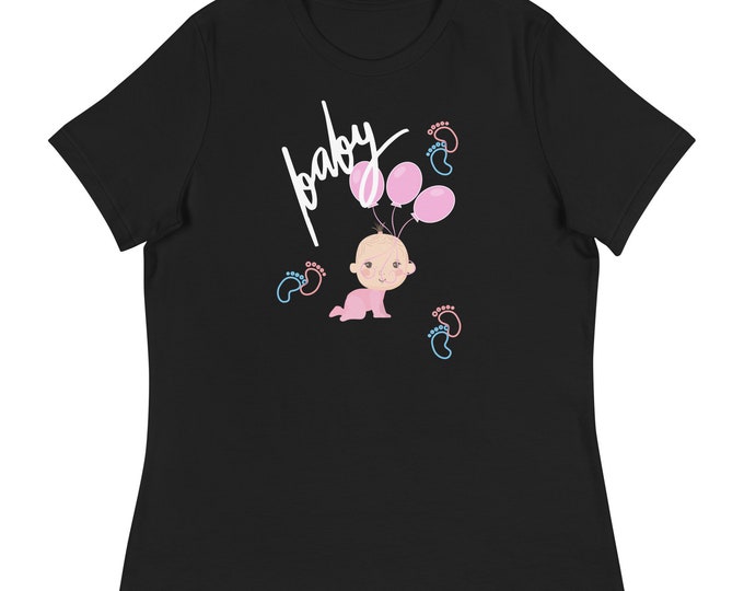 Women's, Ladies Baby Baby Shower T-shirt, Short Sleeve Top, Black Women's Shirt, Baby Shower Tee