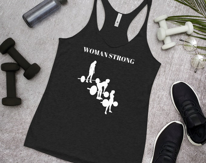 Women's Fitness Racerback Tank, Teen's Fitness Racerback Tank, Fitness Tank Top, Woman Strong Fitness Shirt, Dead Lifting Workout Top,