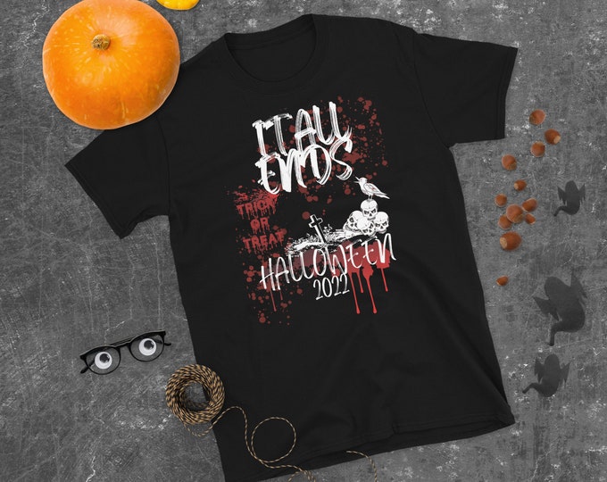 Halloween Trick Or Treat T-shirt, Vintage Horror Movie T-shirt, Horror Movie Shirt, Bloody Halloween Shirt, It All Ends Halloween 2022 Tee