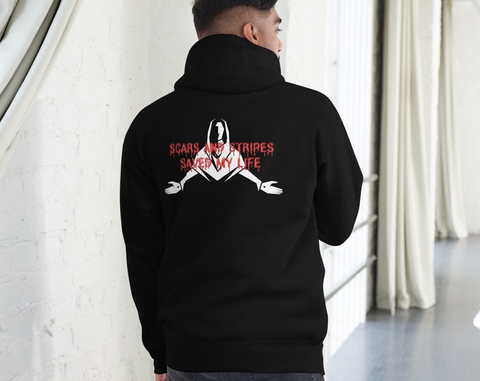 Scars and Stripes Saved My Life Christian Hoodie, Faith Hoodie, Hope Hoodie Christian Gift, Faith Gift, Christian Pullover, Faith, Christian