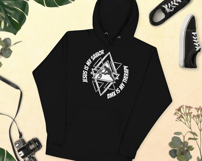 Jesus is My Savior Bmx is My Therapy BMX Hoodie, BMX Apparel, Riding Hoodie, MTB Shirt, Cycling Apparel, Bmx Shirt, Cycling Gift, Bmx Gift,