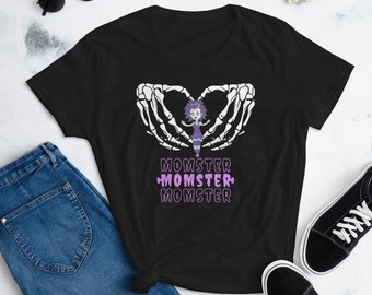 Momster Momster Momster Halloween T-shirt, Momster Halloween Shrt, Women's Halloween Moms Momster top, Crew Neck, Free Shipping, Halloween
