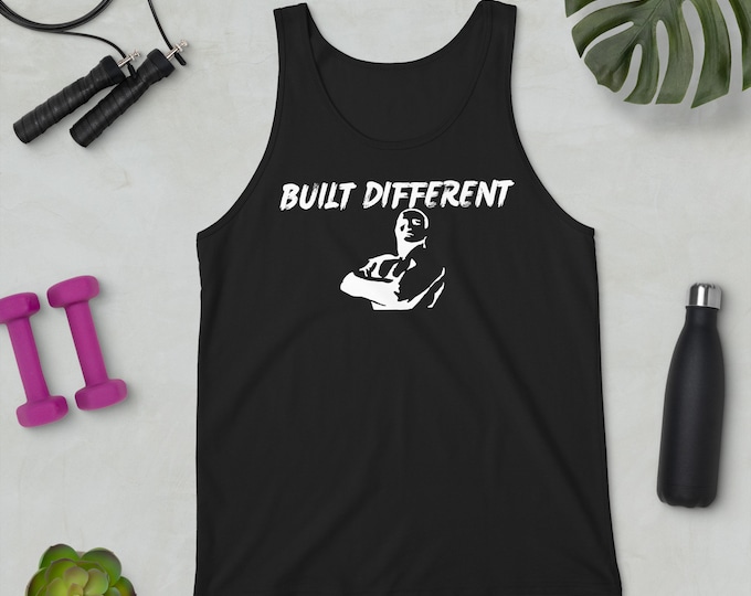 Built Different Fitness Tank Top, New Years Resolution Gym Tank Top, Gym Apparel, Gym Shark, New Years Gym Top, Fitness Apparel, Gym Tank,