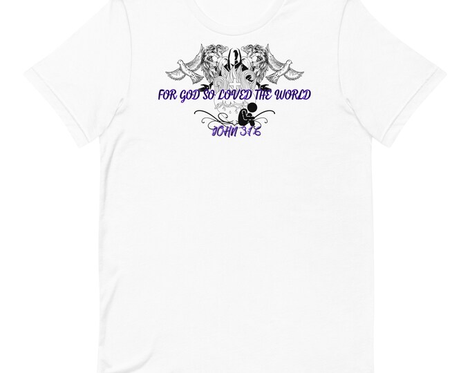 John 3:16 Christian T-Shirt, Cross and Heart Christian Shirt, Blood of Christ Tee, Inspirational Tee, Shirt, Christian Gift
