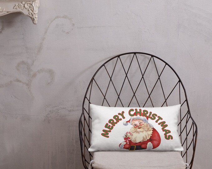 Merry Christmas Santa Claus Pillow, Merry. Premium Pillow,  Christmas Décor, Christmas Pillow, Seasonal Gift, Christmas Gift, St Nick Pillow