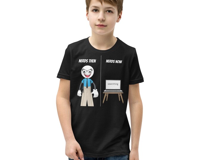 Youth Nerds Then/ Nerds Now T-Shirt, Funny Kids Shirt, Computer Shirt, Humor, Nerds Shirt, Children's Gift