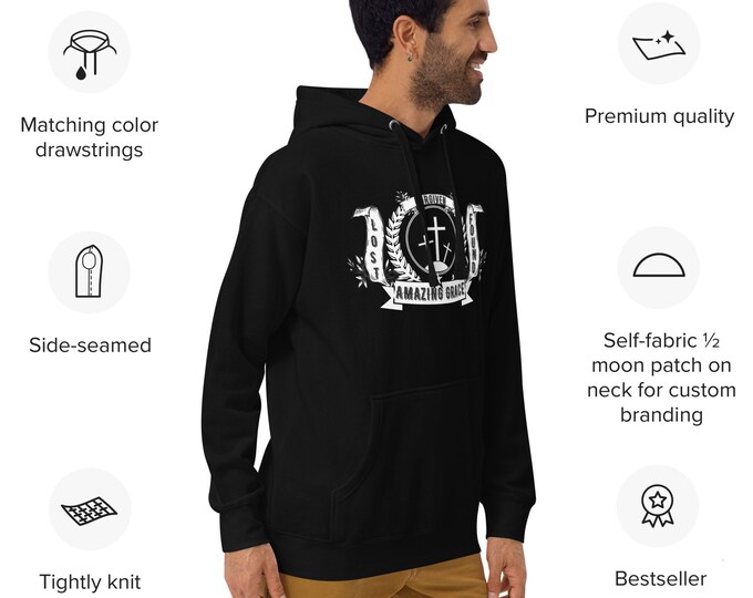 Amazing Grace Lost and Found Christian Hoodie, Christian Pullover, Christian Apparel, Christian Gift, Teen Christian
