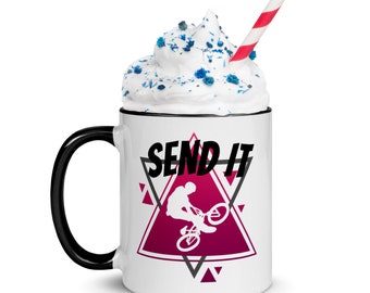 Send It BMX Ceramic Coffee Mug, BMX Gift, Riding Mug, MTB Cup, Cycling Coffee Cup, Bmx Cup, Cycling Gift, Bmx Gift, Rider Tea Cup