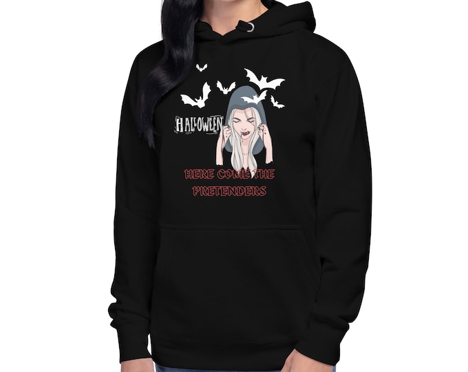 Here Come the Pretenders Vampire Halloween Fitted Hoodie, Vampire Hoodie, Halloween Sweater, Cute Halloween Hoodie, Halloween Gift, Hooded