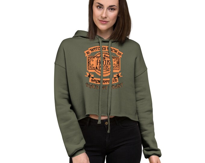 Women's Witches Brew Halloween Crop Top Hoodie , Salem Coffee Co Pullover, Halloween Just Some Hocus Pocus Hoodie, Salem Coffee Co Hoodie