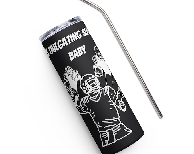 It's Tailgating Season Baby Black Stainless Steel Tumbler, Football Season Cup, Football Water bottle, Tailgating Cup