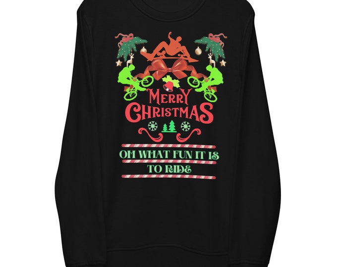Oh What Fun It Is To Ride BMX and Skateboarding Christmas Sweat Shirt,  Merry Christmas Ugly Sweater,  Action Sports Christmas Sweat Shirt,