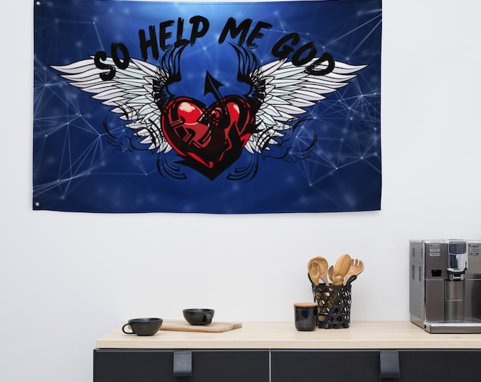 So Help Me God Christian Flag, Prayer Flag, Inspirational Wall Art, Christian Décor, Christian Gift, Christian Flag, Church Décor