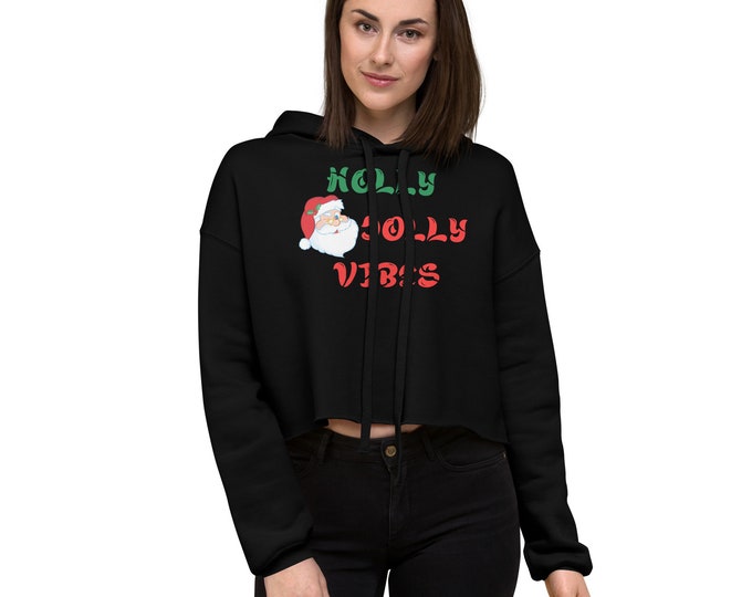 Holly Jolly Vibes Christmas Crop Top Hoodie, Christmas Hoodie, Christmas, Santa Clause Hoodie, Christmas Crop Top Hoodie, Christmas Gift,