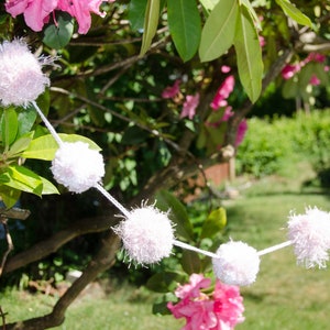 Pom Pom Garland PINK 7 2 Inch Pom Poms Pom Banner Pom Pom Garland Party Decoration Nursery Decoration t's A Girl image 2