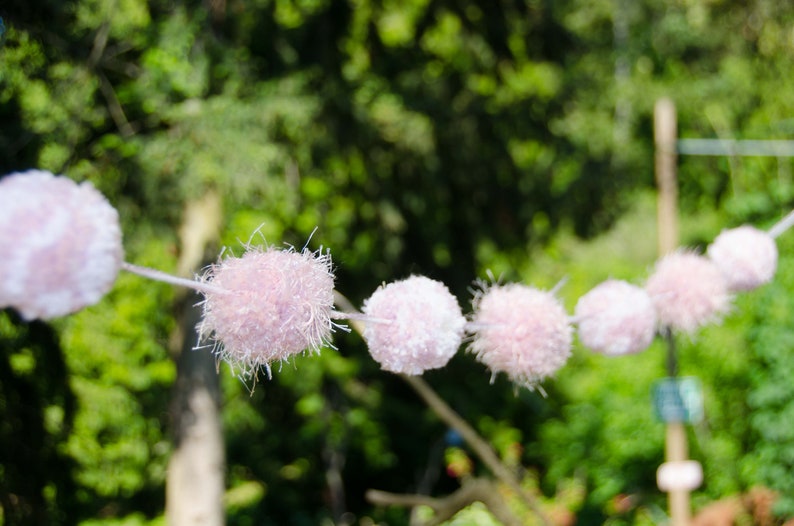 Pom Pom Garland PINK 7 2 Inch Pom Poms Pom Banner Pom Pom Garland Party Decoration Nursery Decoration t's A Girl image 3