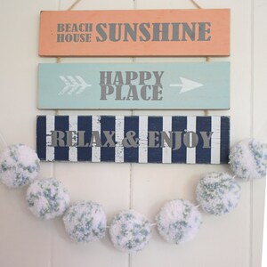 Pom Pom Garland  (12) 2 1/4 inch Pom Poms  Pretty Pastel Colors - Pom Pom Garland -  Party Decoration- Nursery PomPom Garland _ Ships Free
