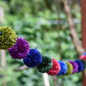 Pom Pom Garland Multiple Colors (18) 2 inch Pom Poms -  Pom Banner - Pom Pom Garland -  Party Garland - Nursery Garland - Free Shipping