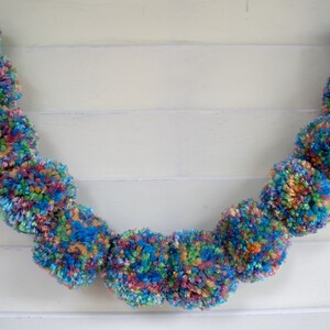 Pom Pom Garlandl (12) 2 inch Pom Poms -  Pom Banner - Pom Pom Garland -  Party Garland - Nursery Garland - Photo Prop